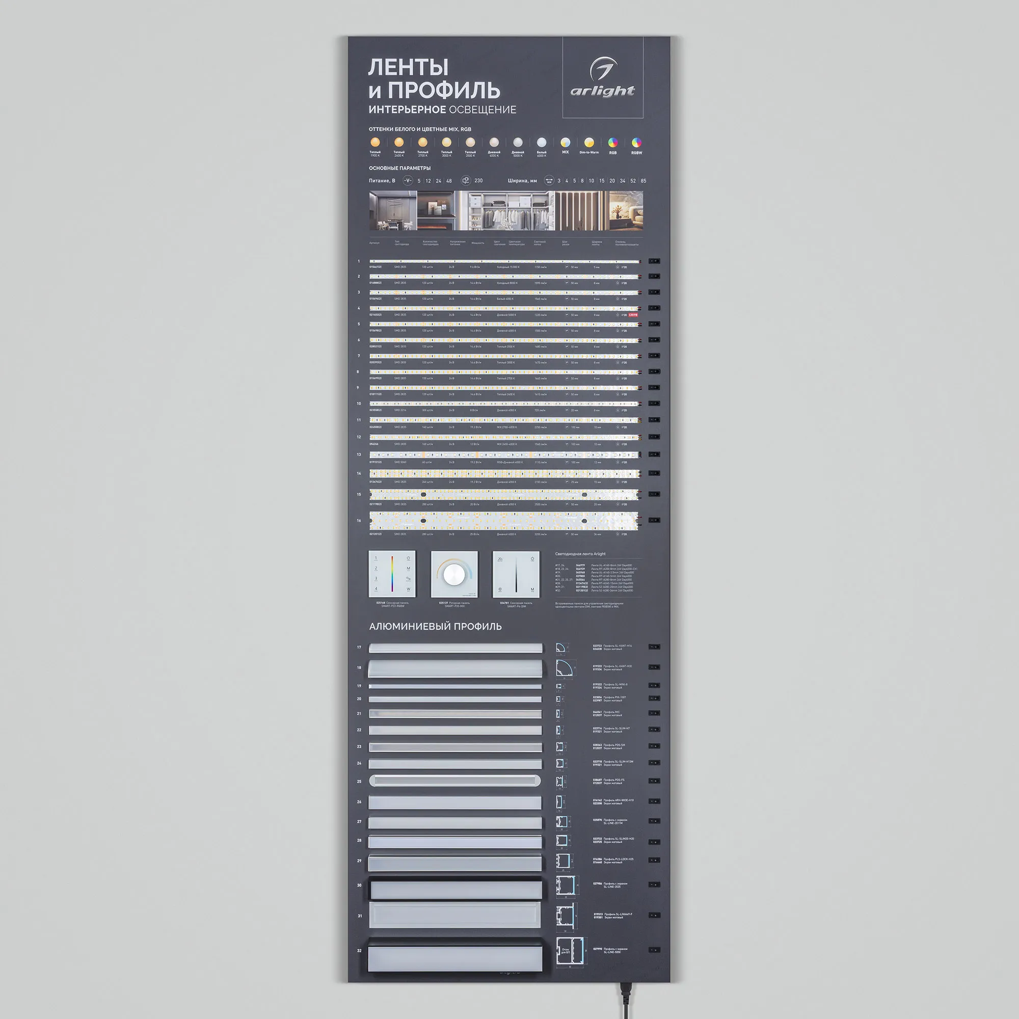 Стенд Ленты и Профиль RT-LUX-S1-1760x600mm (DB 3мм, пленка, подсветка) (Arlight, -) - изображение товара