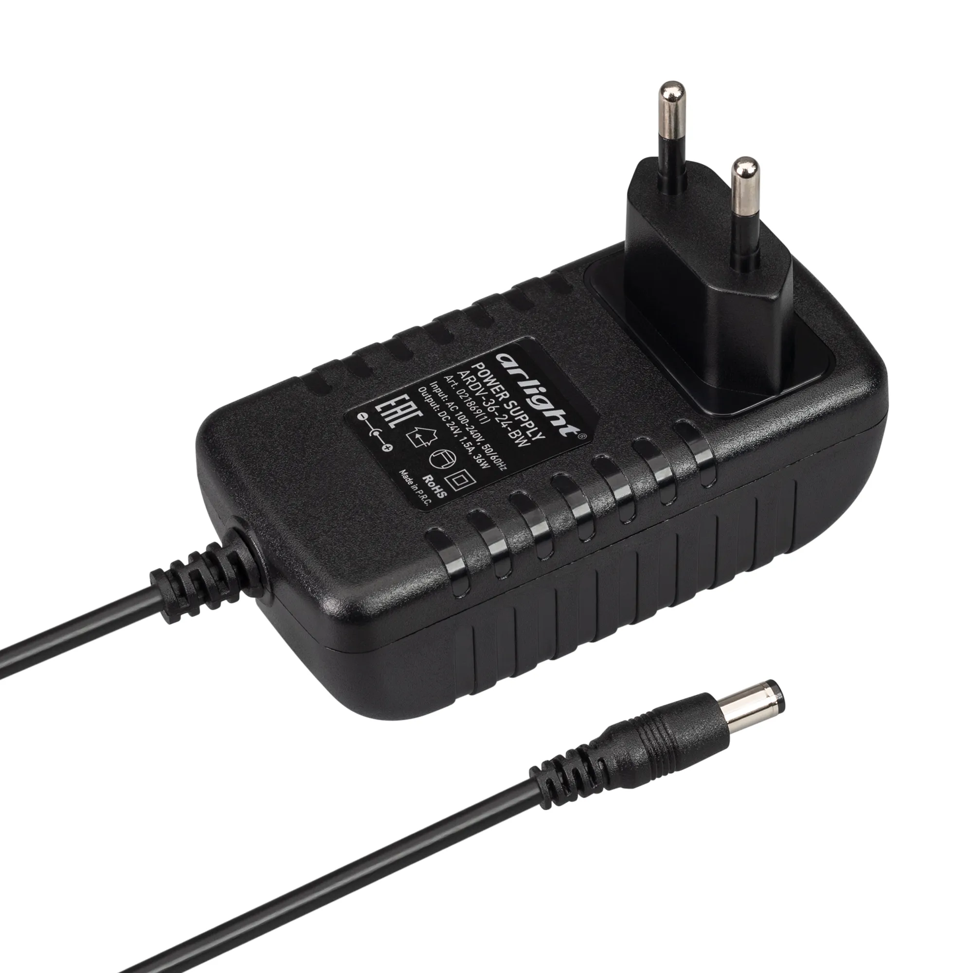 Блок питания ARDV-36-24-BW (24V, 1.5A, 36W) (Arlight, Адаптер, 2 года) - изображение товара