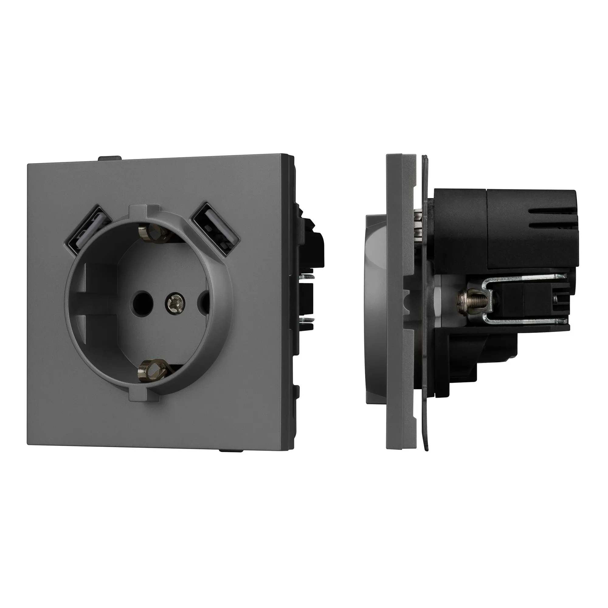 Механизм розетки с USB зарядкой SCT-TENDO-MUAA-SFPL-GR (230V, 16A) (Arlight, -)